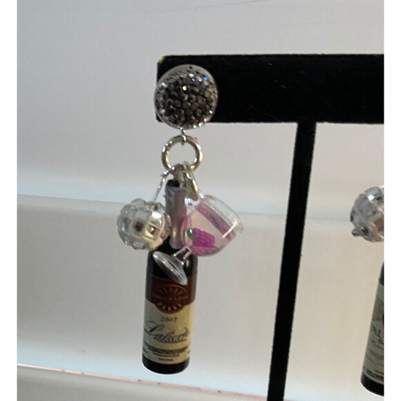 Wine Lover’s Statement Necklace, Miniature Wine Bottle Jewelry with Earrings - Picture 9 of 9